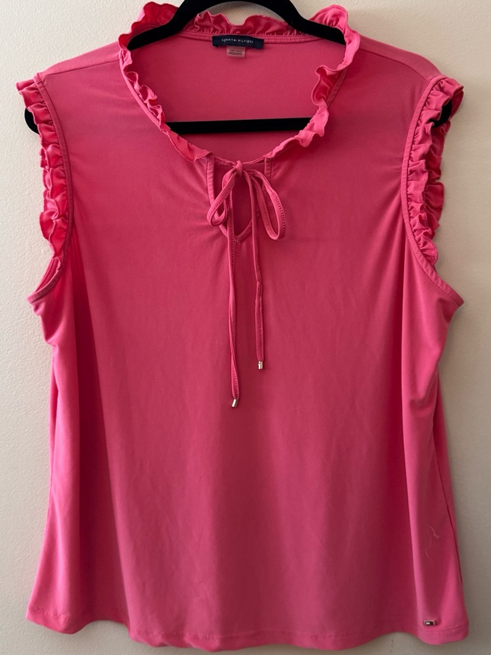 Tommy Hilfiger Hot Pink Ruffle Tie-Front Sleeveless Camisole
